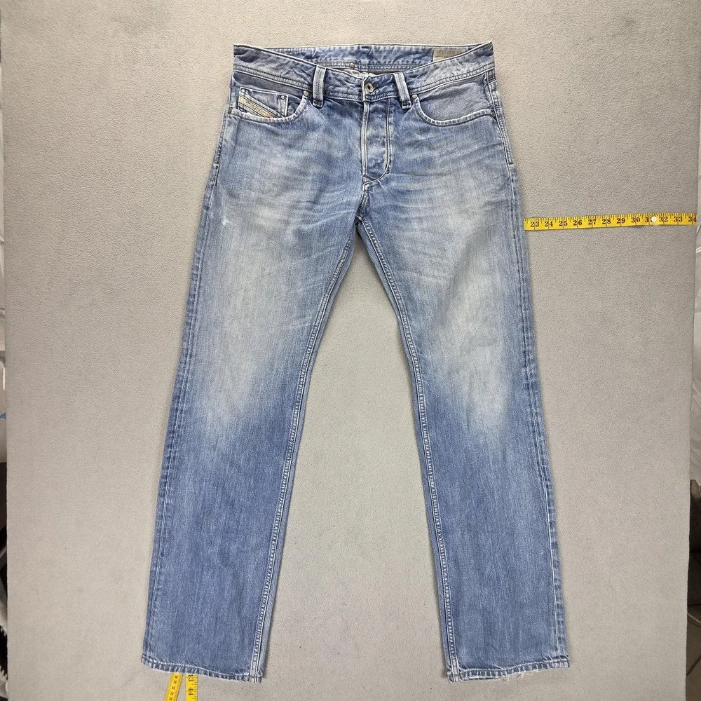 Diesel Jeans Mens 32x34 Blue Larkee Regular Straight Button Fly Made Italy 008XR